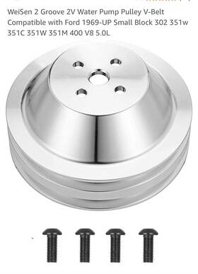 70505002 Water Pump Pulley 2 Groove Aluminum For Ford 302 351w 351c 351m 400 V8 1969