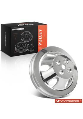 A-premium 8842p Polished Aluminum Swp Double Groove Water Pump Pulley For Bbc 65 66-68 Chevy V8