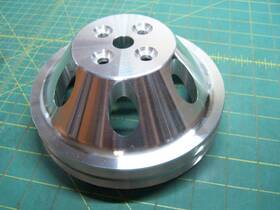 A-team 8852 Chevy Small Block Double Groove Aluminum Short Water Pump Pulley A-team