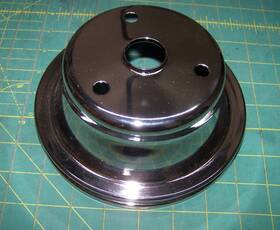 A-team / Southwest Performance 8955 Crankshaft Pulley Small Block Chevy Long Water Pump Single Groove Chrome