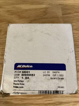 Ac Delco 38001 Accessory Belt Idler Pulley Passenger Right Side Upper 88909582