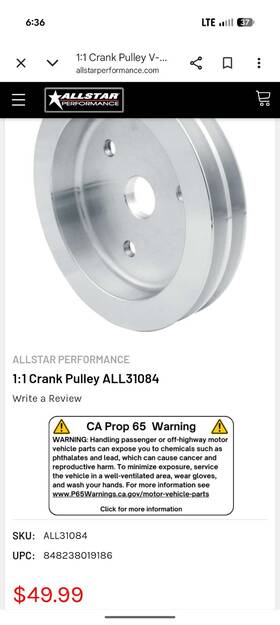 Allstar 31084 Crank Pulley