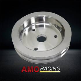 Amoracing Ar10336 Polished Aluminum Double Groove Crankshaft Pulley Fits Bb Chevy Swp 396 427 454