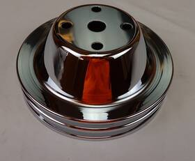 Auto City Classic 8956c Sbc Small Block Chevy 2 Groove Chrome Long Water Pump Pulley 350 1969-1986