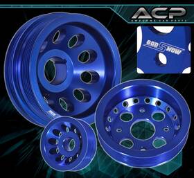 Awesomecarparts Cp-024bl-3g4e6 For 350z Z33 G35 Skyline Vq35de Jdm Motor Cnc Light Weight Pulley Wheel Kit Blue