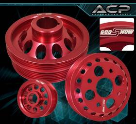 Awesomecarparts Cp-024rd-5y6w4 For 350z Z33 G35 Skyline Vq35de Jdm Motor Cnc Light Weight Pulley Wheel Kit Red