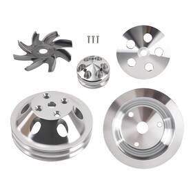 Bfo 0zujq2 Aluminum 2 Groove Water Pump Crank Pulley Set For Sbc 283/327/400 59-1995 Lwp