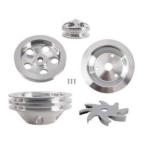 Bfo 298rhv Aluminum Lwp Long Water Pump Pulley Kit For Sbc 283/305/327/350/400 1959-1995