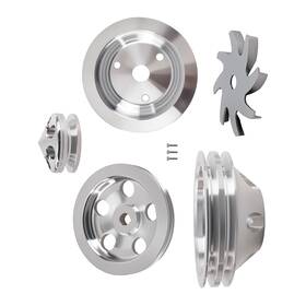 Bfo 39q6ax Aluminum 2 Groove Water Pump Crank Pulley Set For Sbc 283/305/350/400 1959-1995