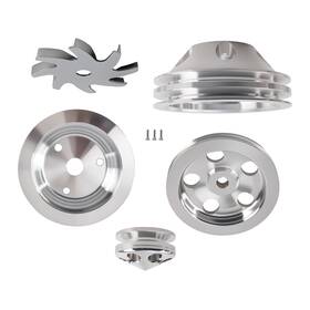 Bfo 4h1dl3 Lwp 2 Groove Water Pump Crank Pulley Kit For Sbc 283/305/327 1959-1995 Aluminum