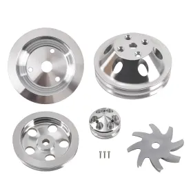 7ogc2s Bfo 2 Groove Water Pump Crank Pulley Set For Sbc 283/305/400 Engines 1959-1995
