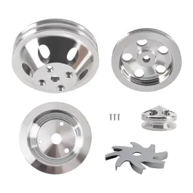 7quyfw Bfo 2 Groove Water Pump Crank Pulley Kit For Small Block Chevy 283/327/400 Aluminum