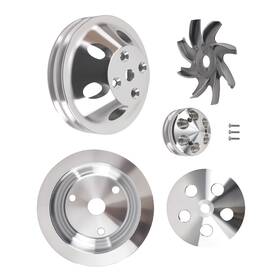 Bfo Azn749 Long Water Pump Pulley Kit For Sbc 305/350/400 Engines 1959-1995 Aluminum