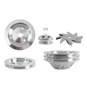 C8mpod Bfo Aluminum Long Water Pump Pulley Kit For Sbc 283/305/350 Engines 1959-1995 Lwp