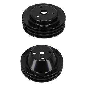 Bfo Fpyq0g 2/3 Groove Crank Pulley Set For Chevy 262-400 283-350 V8 Sbc Lwp 2pcs Black