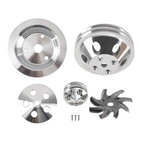 Bfo H4iaoj Lwp Aluminum Long Water Pump Pulley Kit For Small Block Chevy 327/350/283/400