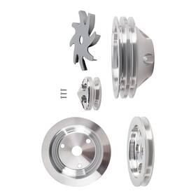 Bfo H5dxow 2 Groove Water Pump Crank Pulley Set For Sbc 283/350/400 Engines 1959-1995 Lwp
