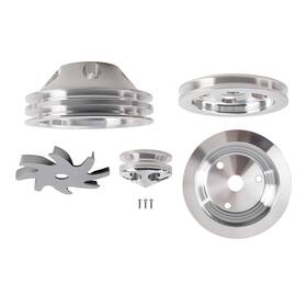 Bfo Hxjzw2 Aluminum 2 Groove Water Pump Crank Pulley Set For Sbc 283/327/400 1959-1995 Lwp