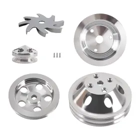 Ibtcp5 Bfo 2 Groove Water Pump Crank Pulley Kit For Small Block Chevy 283/327/400 Aluminum