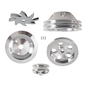 If4eug Bfo Aluminum Long Water Pump Pulley Set For Small Block Chevy 283/400 1959-1995