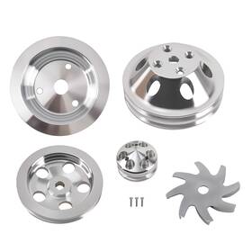 Bfo K523su Aluminum Lwp Long Water Pump Pulley Kit For Sbc 283/305/327/350/400 1959-1995