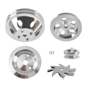 Bfo Mobuz9 Aluminum Lwp Long Water Pump Pulley Kit For Sbc 283/305/327/350/400 1959-1995