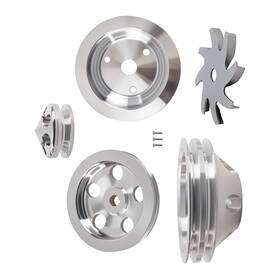 Bfo On21ug 2 Groove Water Pump Crank Pulley Set For Small Block Chevy 327/350/283/400 Lwp