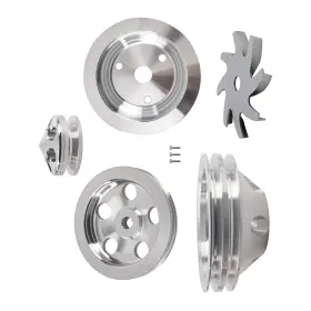 On21ug Bfo 2 Groove Water Pump Crank Pulley Set For Small Block Chevy 327/350/283/400 Lwp