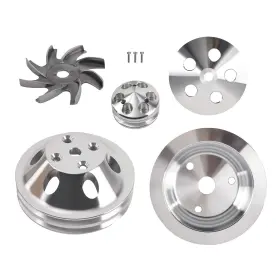 Ox435p Bfo Lwp Aluminum Long Water Pump Pulley Kit For Small Block Chevy 327/350/283/400