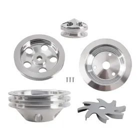 Pf9va5 Bfo 2 Groove Long Water Pump Pulley Kit For Sbc 283/305/327/350/400 Lwp Aluminum