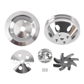 Bfo Tb8gwp Aluminum Long Water Pump Pulley Kit For Sbc 283/305/350 Engines 1959-1995 Lwp
