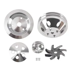 W4oqz2 Bfo 2 Groove Water Pump Crank Pulley Set For Sbc 283/350/400 Engines 1959-1995 Lwp
