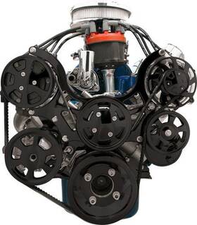 Billet Specialties Blk13600 - Sbf Tru Trac Pulley System Black P/s And A/c