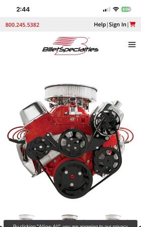Billet Specialties Blk14225 Serpentine Kit Tru Track Black Bbc Chevy With P/s No A/c