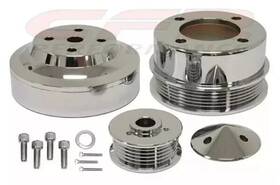 Cfr Performance Hz-02010-c For 1979-1993 Ford Mustang 5.0 Chrome Aluminum Underdrive Serpentine Pulley Set