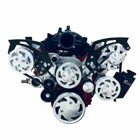 Chap Performance Ls-f111-bc Ls Serpentine Pulley Kit Alt Ps Ac Camaro Balancer Black And Clear Powdercoat