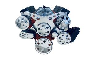 Chap Performance Sbc-l1 Small Block Chevy Serpentine Pulley Conversion Kit Alt Ps A/c Clear Powder Coat
