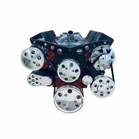 Chap Performance Sbc-l2-bc Sbc Serpentine Pulley Conversion Kit Alt Ps A/c 350 383 Black/clear Powdercoat