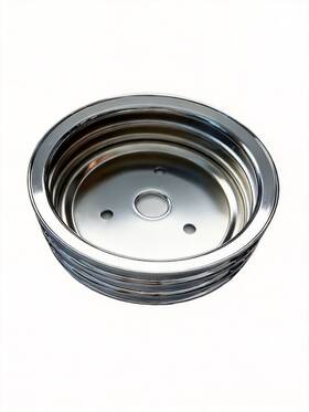 Cncdpt Cnccm23263219243 Sbc Sb Chevy Crank Pulley 3 Groove Crankshaft Triple Short Water Pump Swp Chrome