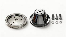 Cncdpt Cncu1801202 Small Block Chevy Chrome Steel Short Water Pump 1 Groove Pulley Kit Set Sbc 350