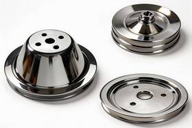 Cncdpt Cncu182002 Chromed Sbc Chevy Short Water Pump 2/1/1 Groove Power Steering Crankshaft Pulley