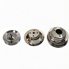 Cncdpt Cncuc133338st Big Block Chevy Bbc Chrome Long Water Pump Crankshaft Power Steering Pulley Kit