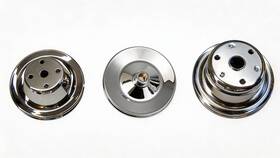Cncdpt Cncuuu12341 Chrome Small Block Chevy 1 Groove Long Water Pump Crank Ps Pulley Set Sbc Lwp