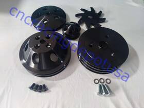 Cncrsr Cncv756945put568bk23bk Small Block Chevy 2/3 Groove Black Aluminum Pulley Kit Swp Short Water Pump 350