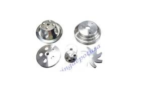 Cncrsr Cncv76145put8124 Sbc Chevy V Belt Pulley Kit Long Water Pump Alternator Power Steering 1/1/2