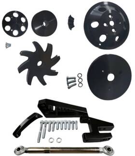 Cncrsr Cncv76145put890 Black Small Block Chevy Swp Short Water Pump Aluminum Pulley Alternator Bracket