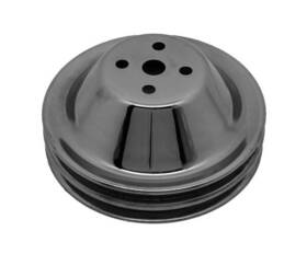 Cobra-tek Hz-9605-bc 2 Groove Water Pump Pulley Black Chrome Steel For 69-85 Chevy Small Block Lwp
