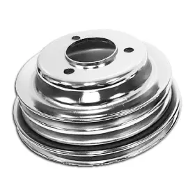 Hz-9724-c Cobra-tek 3 Groove Chrome Steel Crank Pulley For 1969-85 Chevy Big Block With Long Pump Lwp