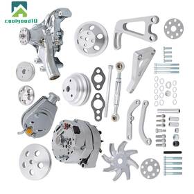 Coolgood18 Cg1322379ld For Chevy Sbc Pulley And Bracket Kit Alternator Power Steering Long Water Pump