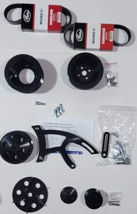Cvf Racing B-400-serpentine-key-y Black Ford 351m/400 Serpentine Pulley Kit Power Steering Bracket No Alt